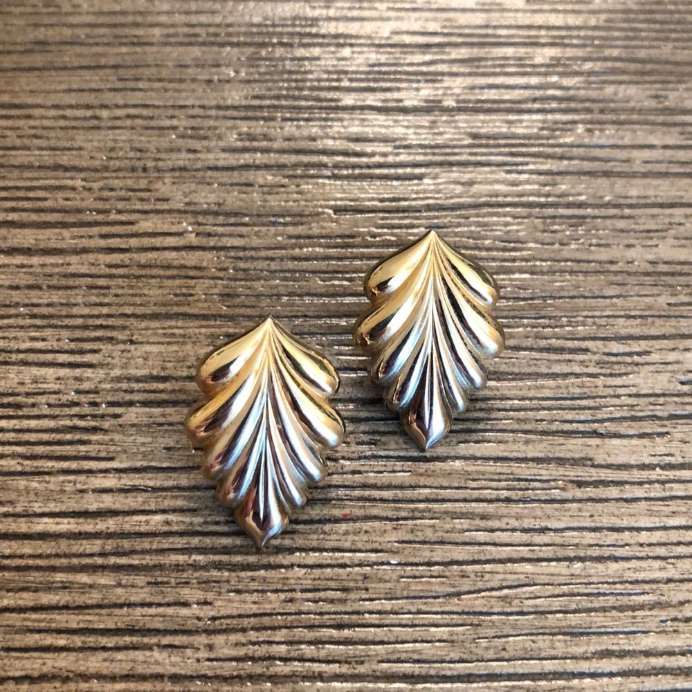 Vintage Goldtone & Silvertone Leaf Earrings